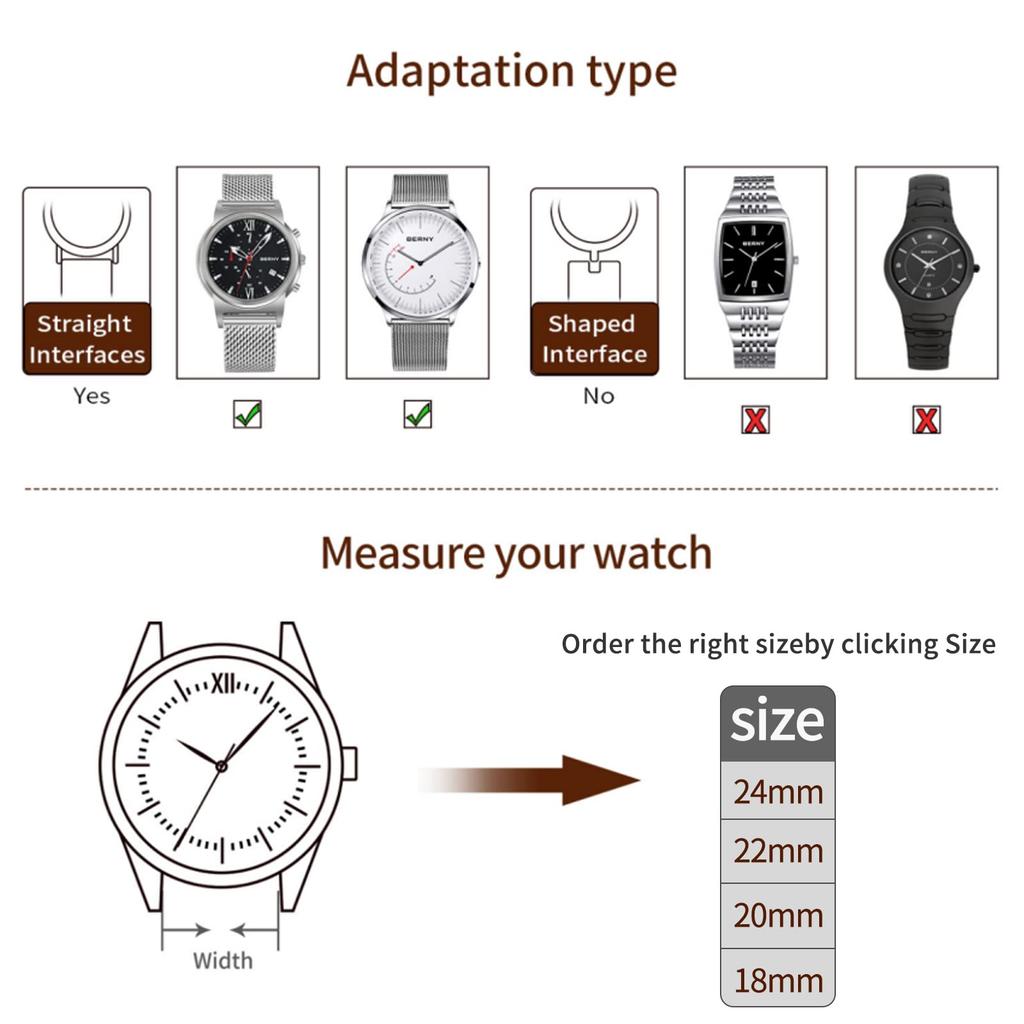 Ремешок для часов Ремешок для часов Ремешок для часов Ремешок для часов Сетка из нержавеющей стали Легко заменяется без инструментов 20 мм [BERNY] Ремешок, -