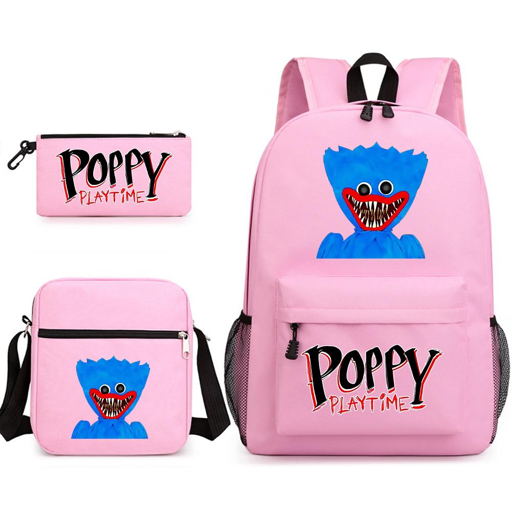 Холщовый набор рюкзаков Poppy Playtime для мальчиков - Включает рюкзак, сумку через плечо и пенал - Прочный, легкий и дышащий для школы и повседневного использования