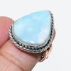 Natural Larimar Gemstone 925 Solid Sterling Silver TwoTone Gift Ring S.8 B2w20