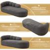 Modern Chenille Chaise Longue with Wavy Backrest in Anthracite Gray, Soft Upholstered Lounge Chair without Armrests for Living Room, Bedroom