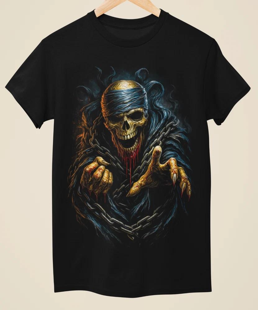 Inspired By The Mummy Chained Skeleton Undead Horror Art Unisex Black (H0040)