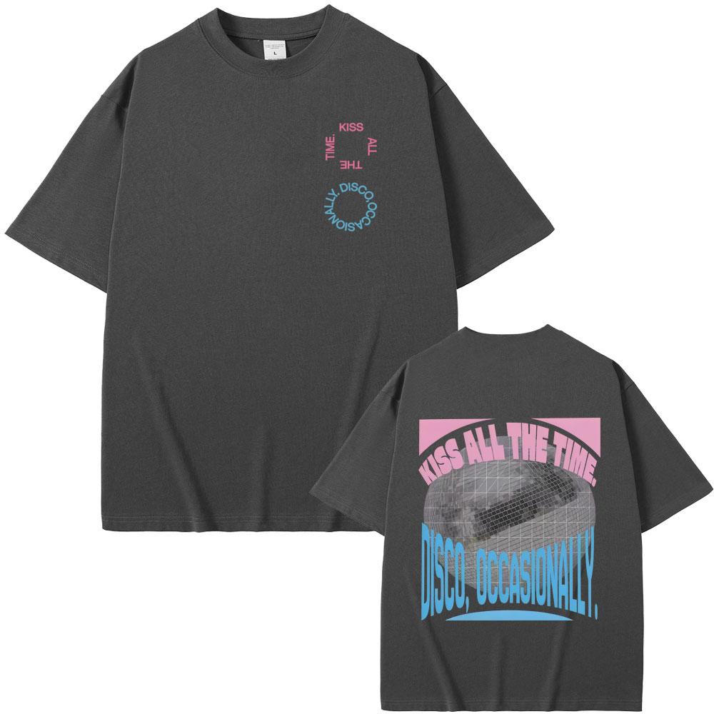 Kiss All The Time Disco Occasionally Album Graphic Tshirt Men Women Fashion Oversized T Shirt Male High Quality Cotton Tshirts