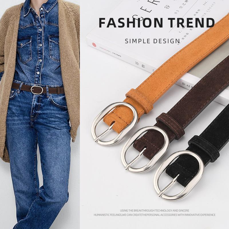 High-end Matte Leather Belt for Women with Versatile Skirt and Pants Decoration Ins Belt for Women