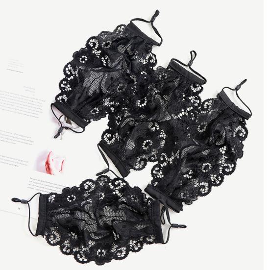 Черная кружевная защита для лица с цветочным принтом, регулируемая веревка для ушей, дышащая, одинарная, двухслойная, для езды на велосипеде, бега, летняя женская защита для лица