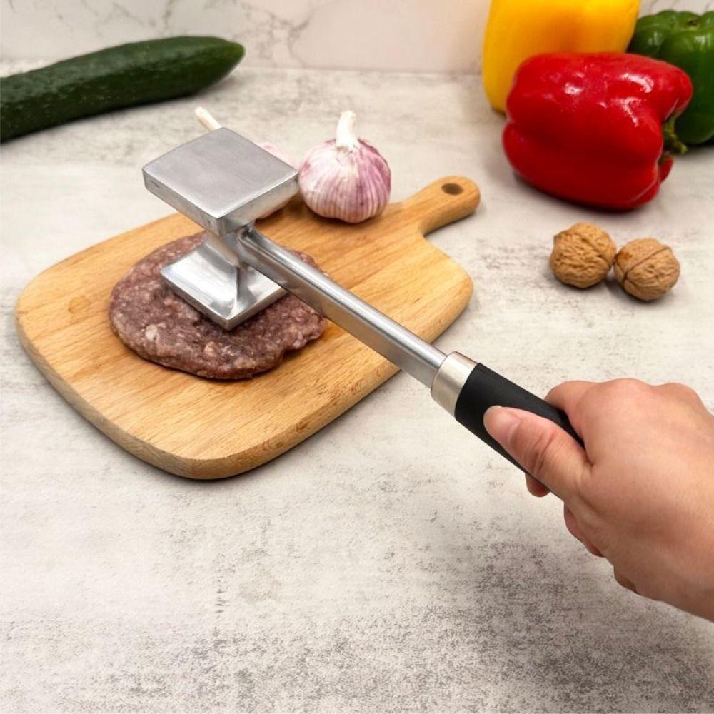 Кухонный гаджет из алюминиевого сплава размягчитель для мяса с длинной ручкой, двусторонний молоток для разрыхления мяса, квадратноголовый инструмент для отбивания мяса, стейк