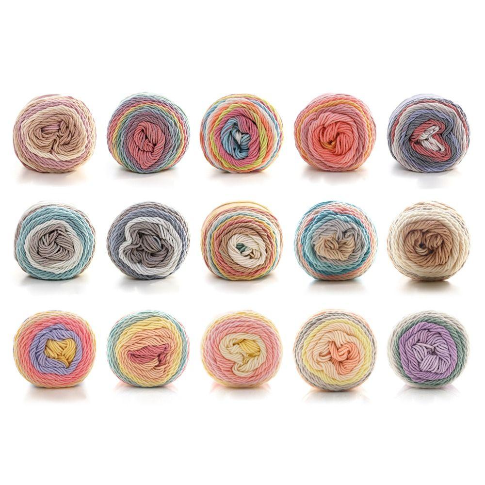 Rainbow Color Crochet Knitting Cotton Rainbow Cotton Yarn Warm Milk Cotton  Scarf