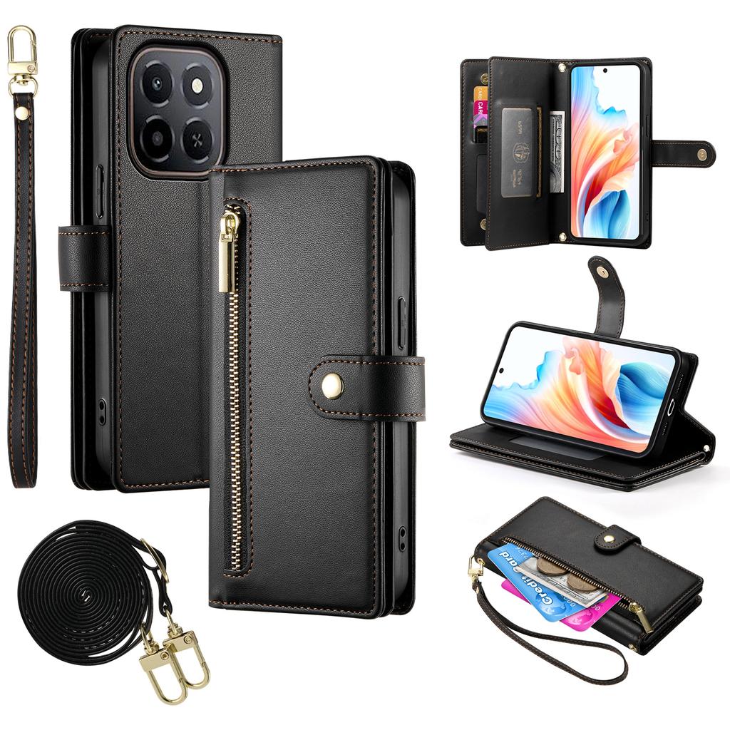 Кожаный чехол для Honor X6c 4G/X5b/X5b Plus, кошелек с карманом на молнии, чехол для телефона с ремешками