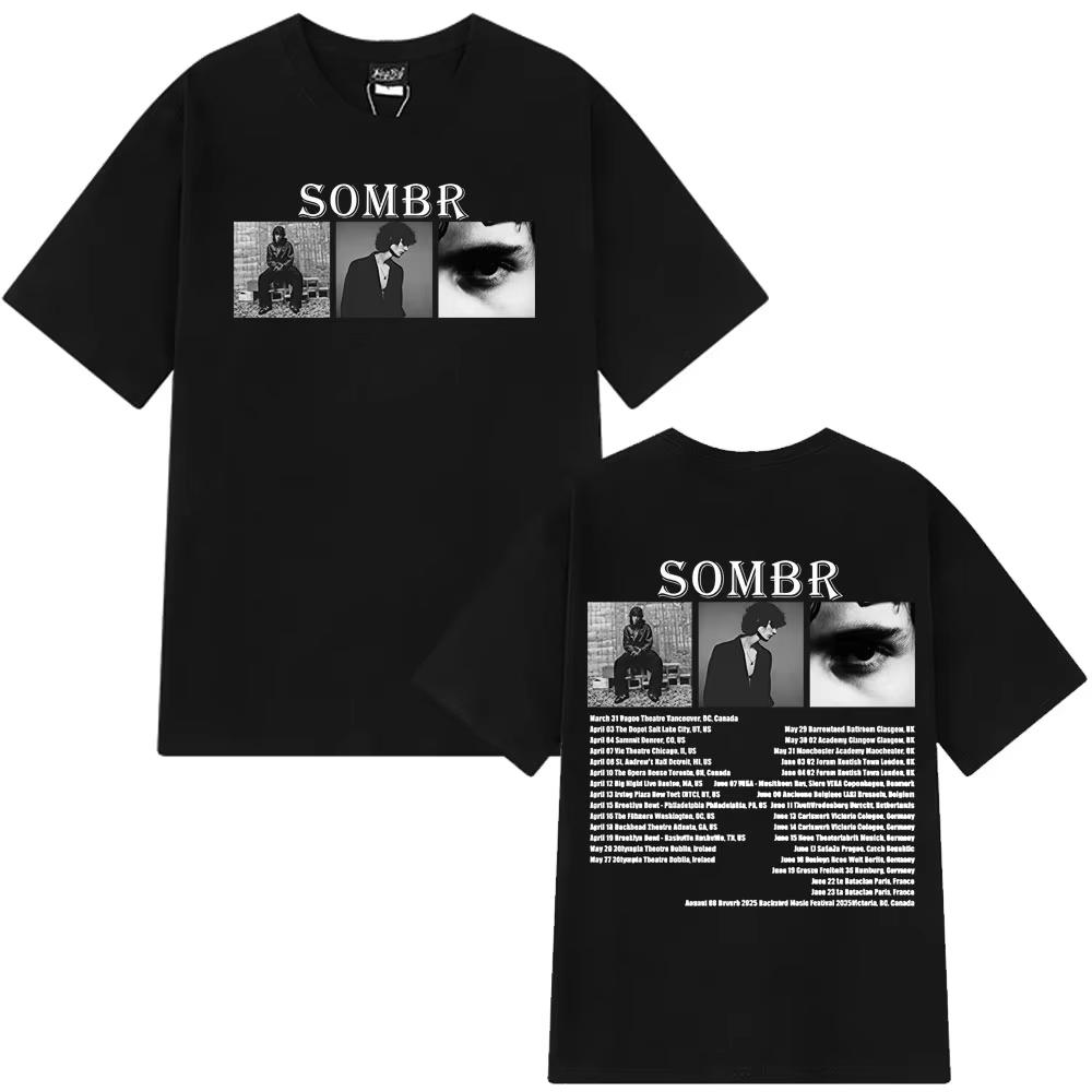 Sombr Merch Футболка с принтом Тур 2026 Мужская Женская Хип-хоп Футболка Модная Одежда Летние Футболки с коротким рукавом Повседневные Футболки Стритвир