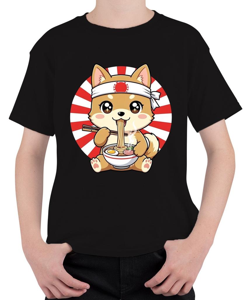Kawaii Shiba Inu Ramen Noodles Japan Anime Food Chopsticks Akita Kids T-Shirt