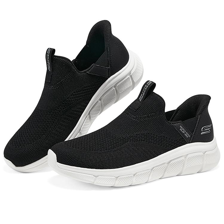 Skechers Bobs B Flex Обувь без шнурков Сетчатая Удобная Универсальная Прочная Дышащая Низкая Повседневная Обувь Женская кроссовка Черный 117634-BLK
