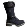 Autumn and Winter Women's High-top Long Tube Belt Buckle Wool Mouth Lace-up Martin Boots Boots