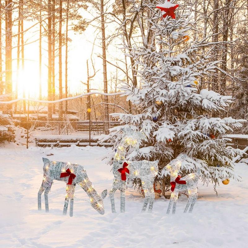 Светящийся Рождественский Олень Рождественский Садовый Декор со Светодиодной Подсветкой Сияющий Блестящий Олень Рождественское Украшение для Дома Улицы Двора