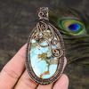 Tibetan Turquoise Gemstone Copper Wire Wrap Jewelry Pendant 3.59