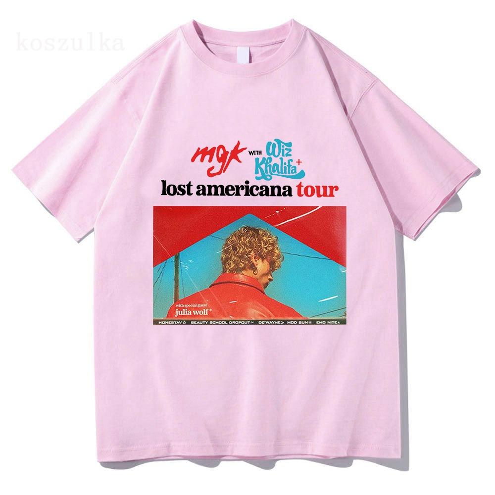Футболка Machine Gun Kelly Lost Americana Tour Келли Машинган Певец Графическая Футболка Хлопок Короткий Рукав Мужская Женская Футболка Уличная Одежда
