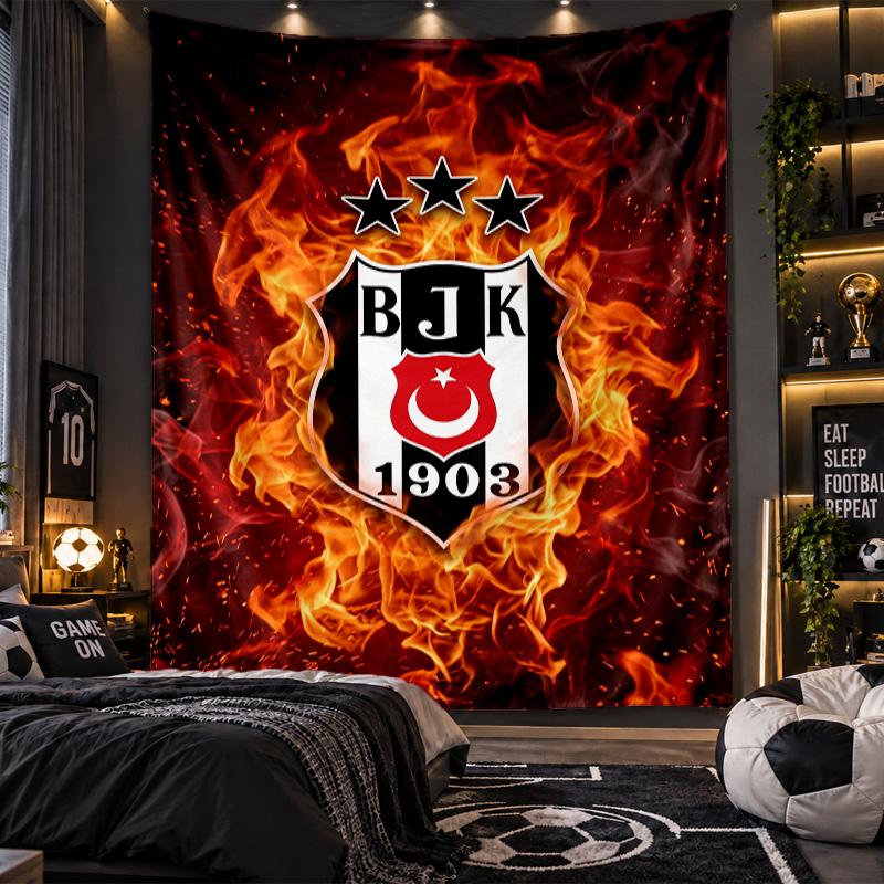 Wall Hanging Tapestry Beşiktaş FC Print Cloth for Living Room Bedroom Home Decor