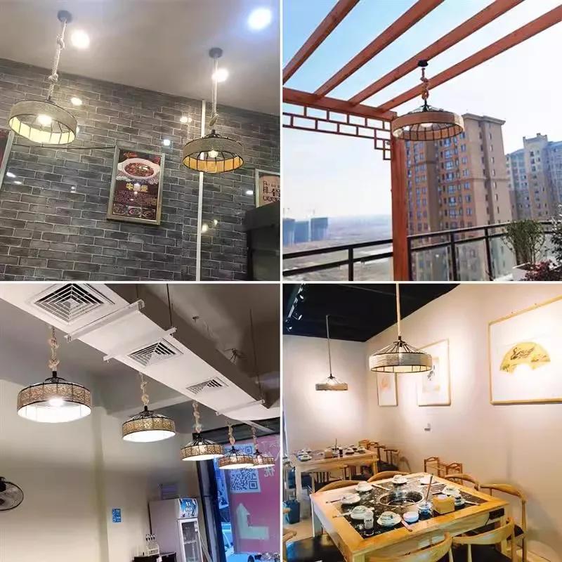 Металлический абажур из шпагата в винтажном стиле, металлическая люстра в индустриальном стиле, абажур из шпагата в винтажном стиле