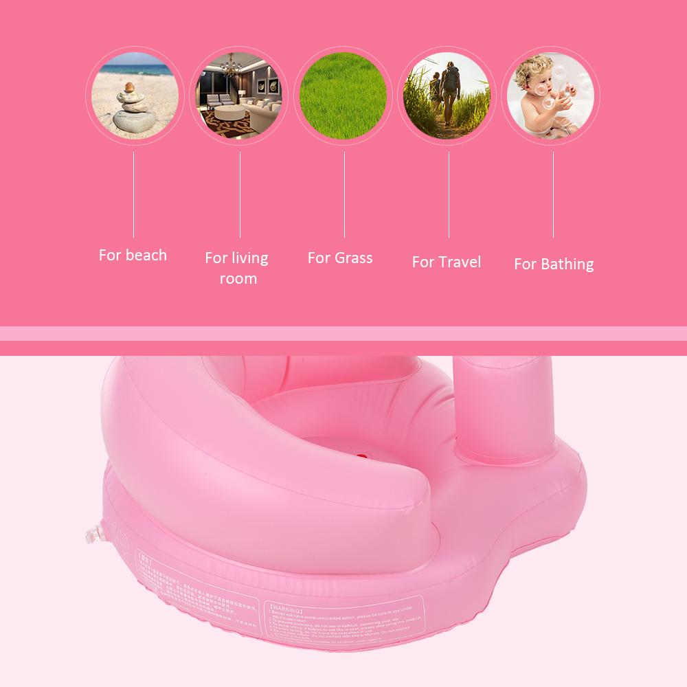 Inflatable Baby Chair Portable Kids Sofa Safety Training seat Pushchair for Playing Bathing Floor Beach Poolside PVC Pink