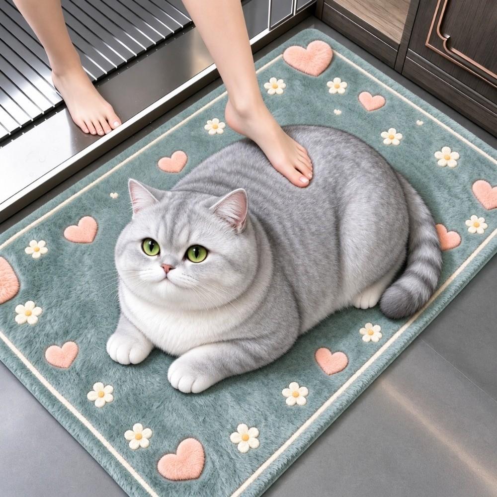 Diatomaceous Earth Bathroom Carpet 40×60CM Bedroom Door Rug Creative 3D Cat Floor Mat Home Decor