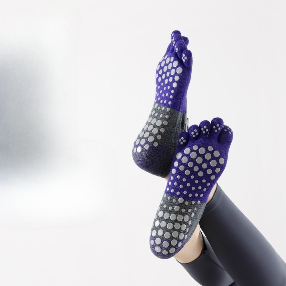 Носки для йоги с пятью пальцами, Женские нескользящие напольные носки с дозатором, Ремни без спинки, Носки для фитнеса в помещении, пилатеса, впитывающие пот