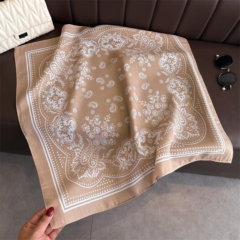Korean version of the new imitation velvet herringbone pattern cotton and linen small square scarf silk scarf headscarf shawl sun protection scarf wom