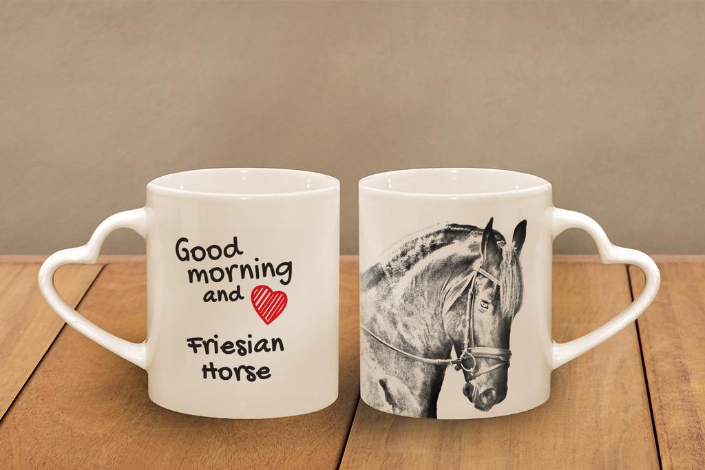 Friesian horse I - cup with a horse, a cute cup with a heart-shaped handle, a universal gift from the Art-Dog brand