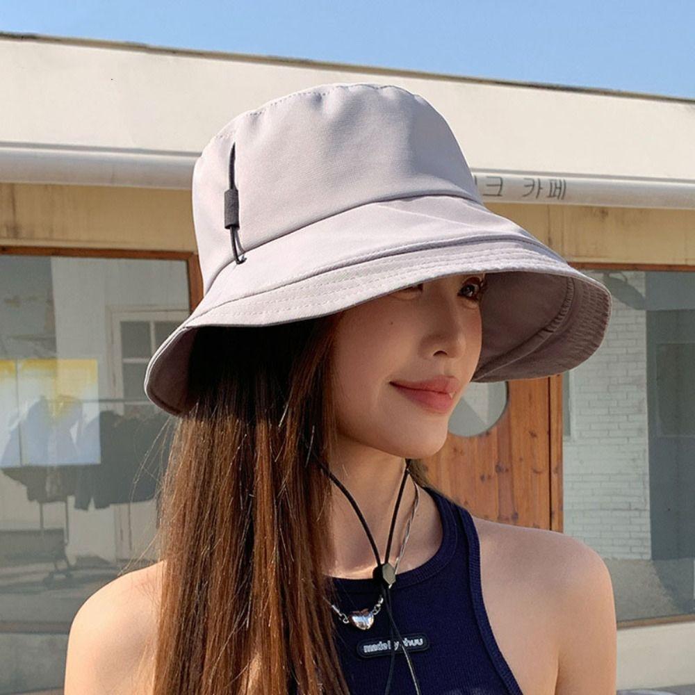 Windproof Rope Quick Drying Fisherman Hat Wide-Brim Foldable Sun Hat Sunshade Bucket Hat Travel