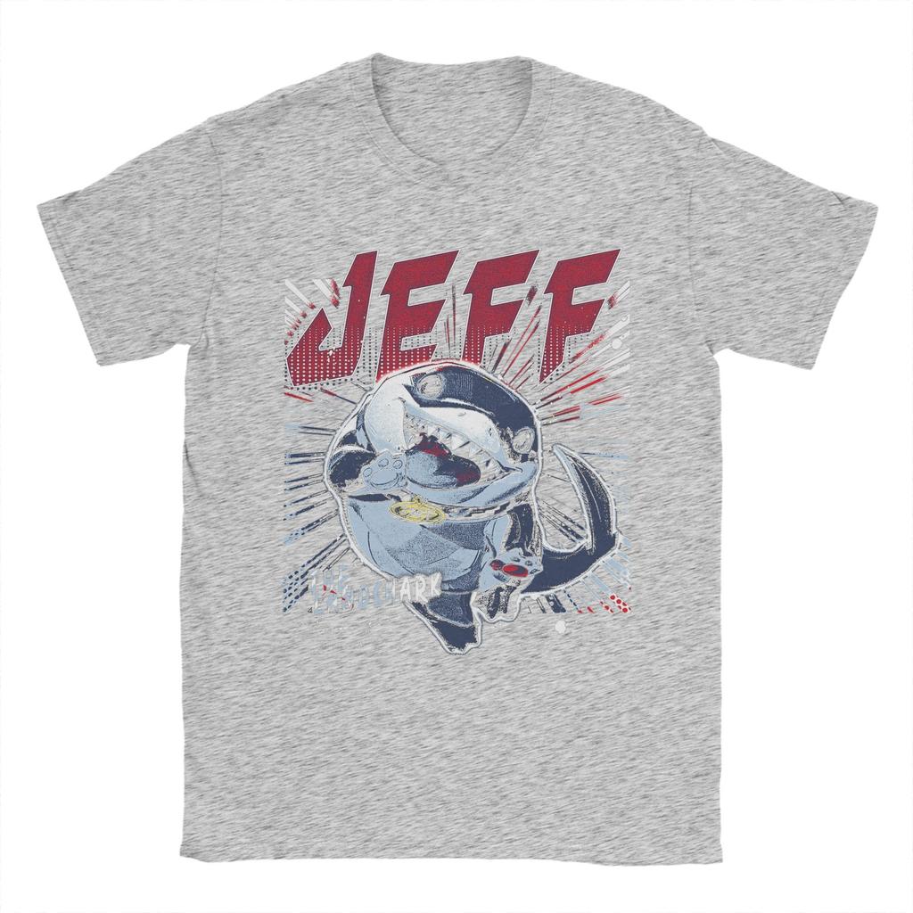 Мужские футболки Jeff The Land Shark  Одежда из чистого хлопка Забавная футболка с коротким рукавом и круглым вырезом Идея для подарка Футболки