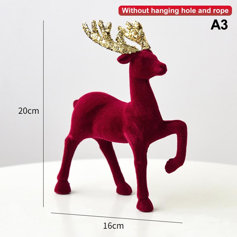 1 шт. Рождественский олень, украшения, декор для дома, настольный декор, подвесные шары, флокированный мини-олень, подвеска в виде лося