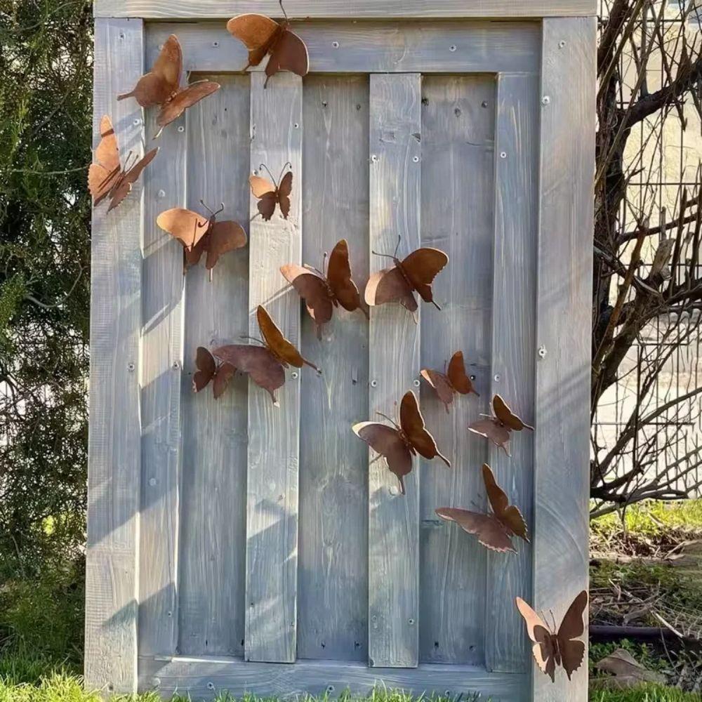 15 Pcs Creative Yard Rusty Metal Home Rustic Wall Art Outdoor Garden Fence Decor