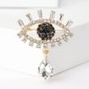 Hollow Out Devil Eye Brooch Pin Crystal Pendant Banquet Clothes Pin  Decoration