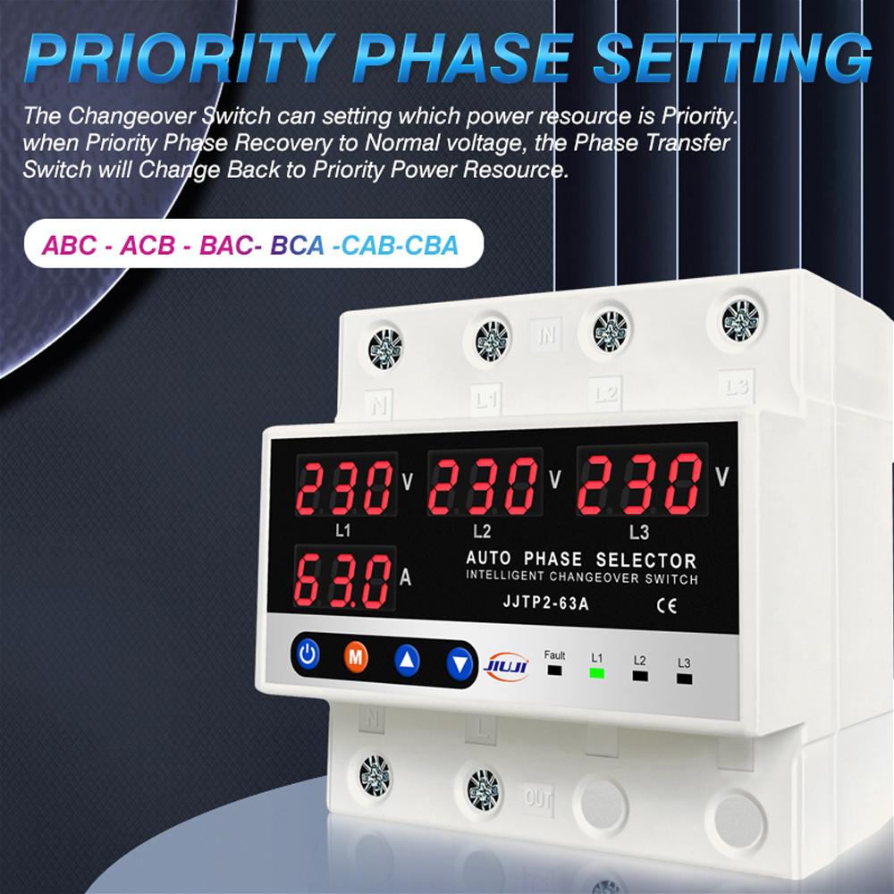 Multifunctional Microcontroller Based 3P Protector Digital Voltage Current Display Adjustable