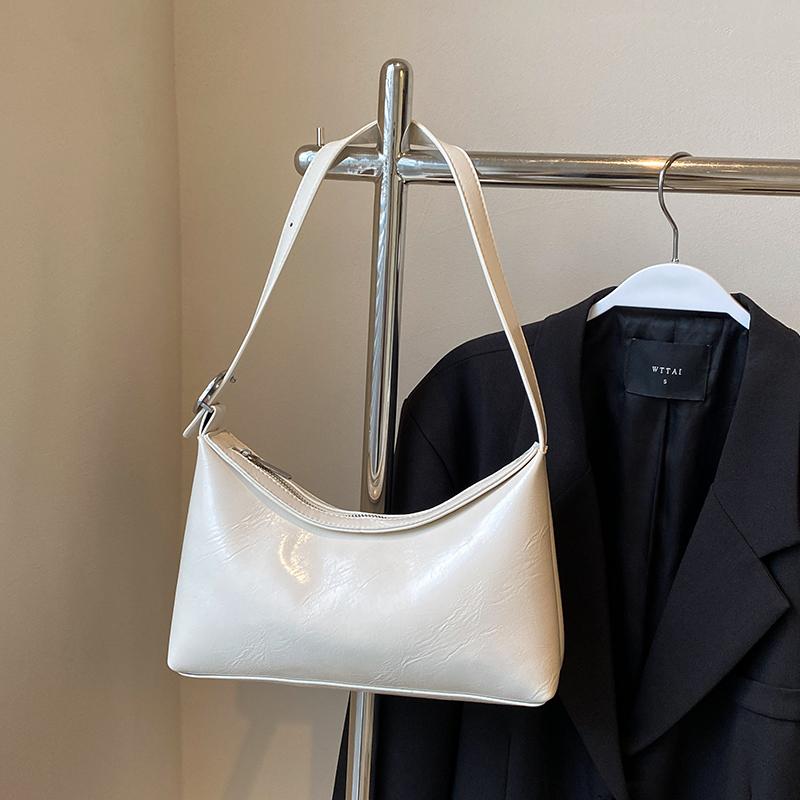 Простая сумка через плечо, женская, новая модная, однотонная, универсальная, наплечная сумка, французская, женская, мягкая, кожаная сумка