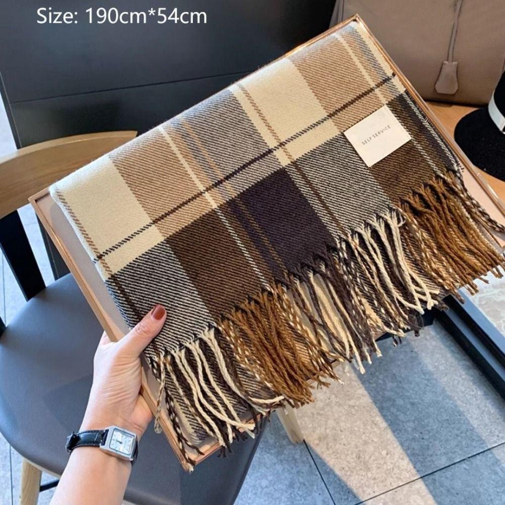 Soft Winter Plaid Scarf Warm Wrap Shawls New Long Tassel Scarves Girls