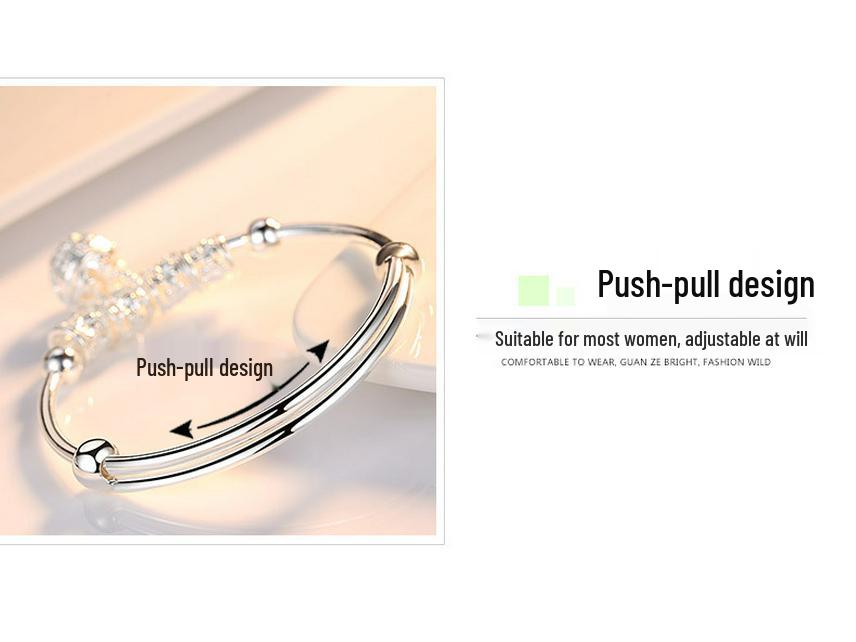Zhenrong 925 Silver Women's Bracelet: Palace Bell, Japanese & Korean Style, Fashionable Sterling Silver Rotating Bead, Ethnic Style