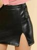 ЧЕРНАЯ дизайнерская женская мини-юбка из мягкой натуральной кожи ягненка с высокой талией ручной работы