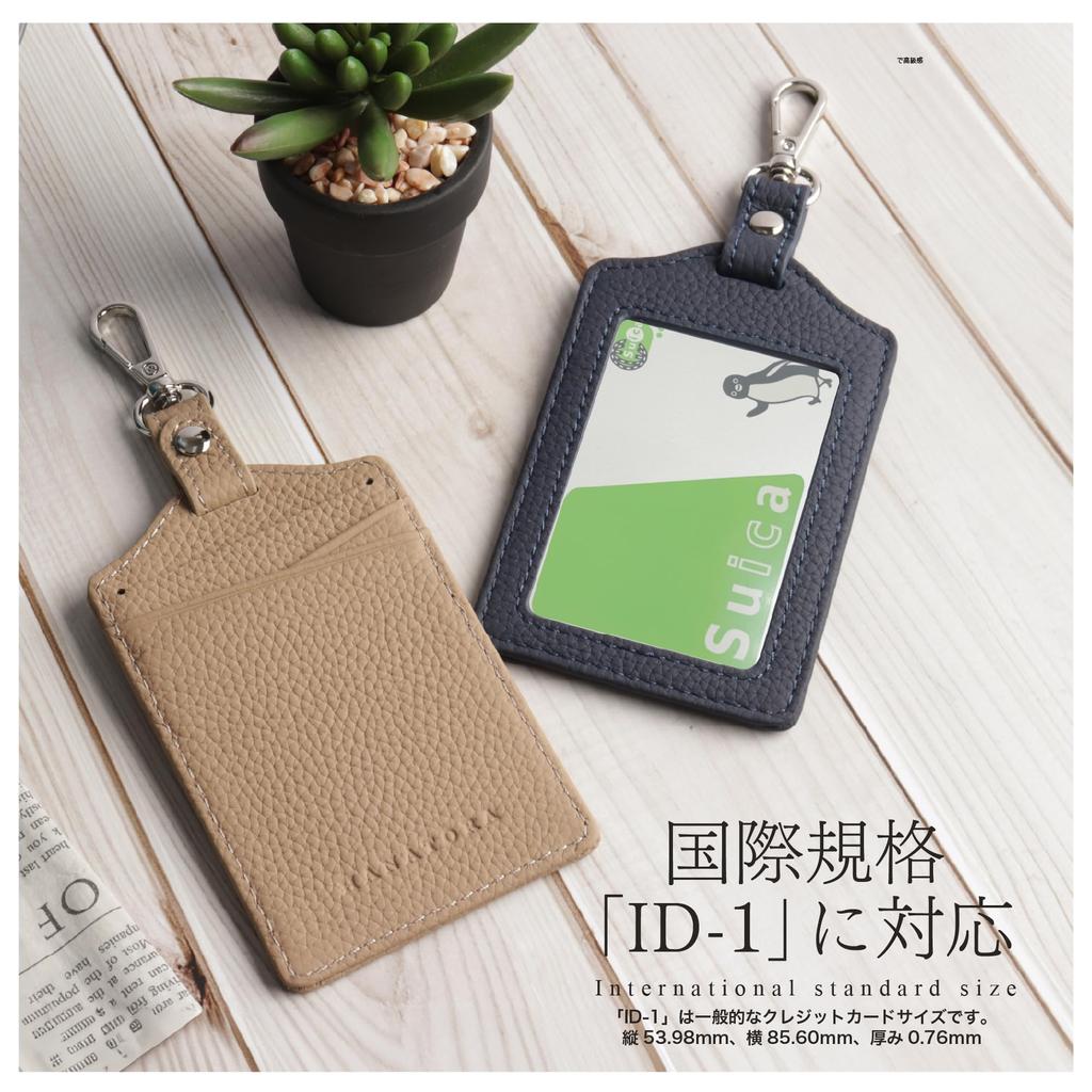 Держатель удостоверения личности вертикальный чехол из натуральной кожи с карманом на спине, удостоверение личности сотрудника, термоусадочная кожа, фирменный подарок на выход, синий серый [HANATORA]