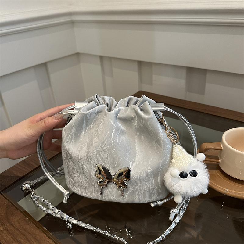Bow Chain Small Bag Women'S Spring And Summer Niche Design Commuter Bucket Bag