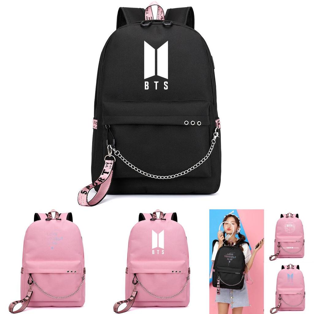 Kpop рюкзак Bangtan Boys из холста, школьная сумка для книг с USB-портом и стильным дизайном