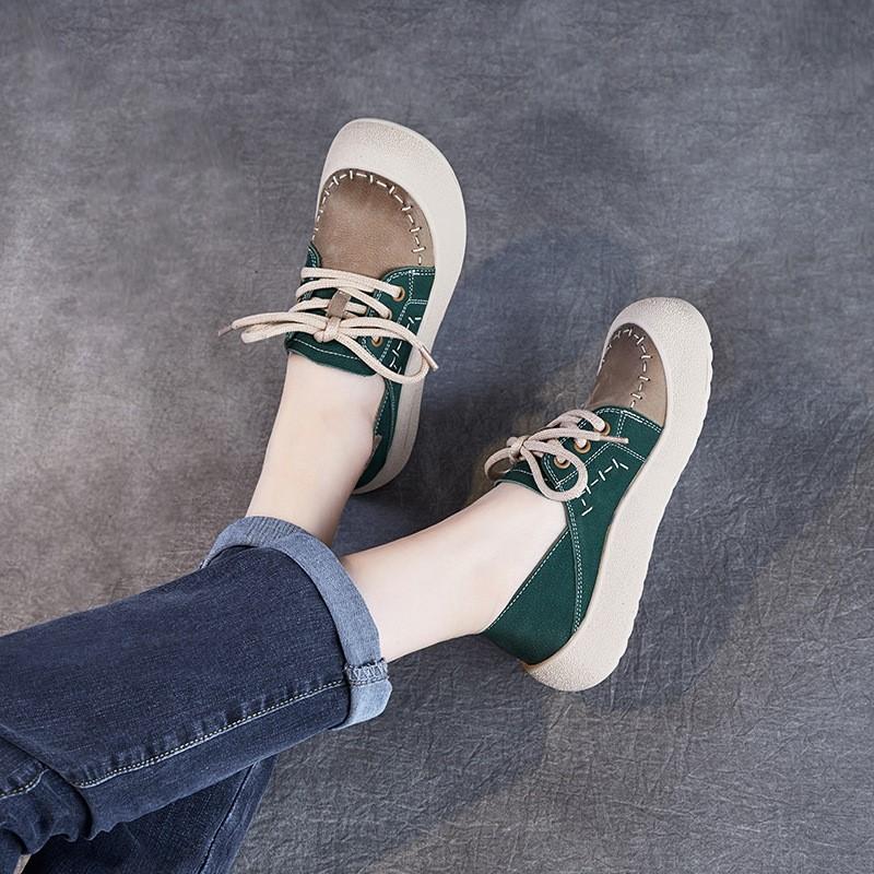 Johnature Женские туфли из натуральной кожи разных цветов с круглым носком, на шнуровке, на мягкой подошве