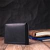 Стильный кошелек с монетницей внутри из натуральной кожи GRANDE PELLE Wallet 16802 Черный