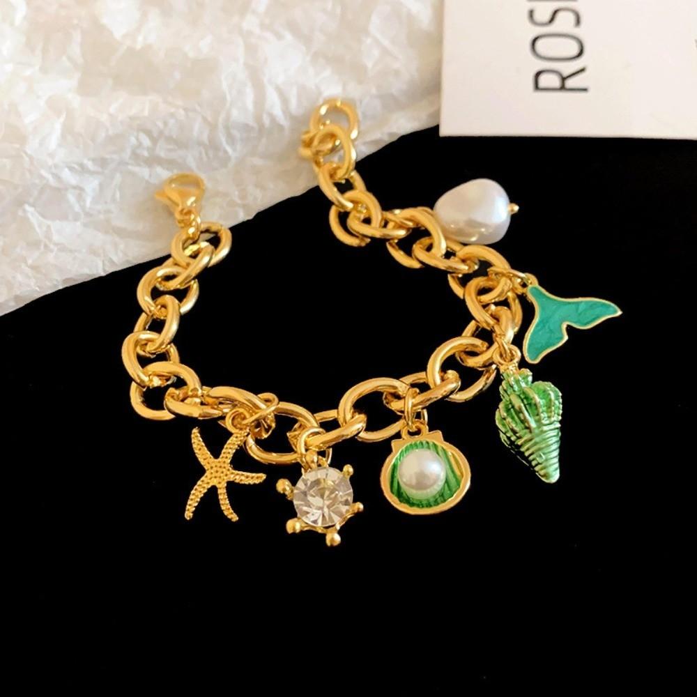 Ornaments Turtle Zinc Zinc Alloy Woven Bangle Zinc Zinc Alloy Rhinestone Pearl Shell Beaded Hand Chain  Daily