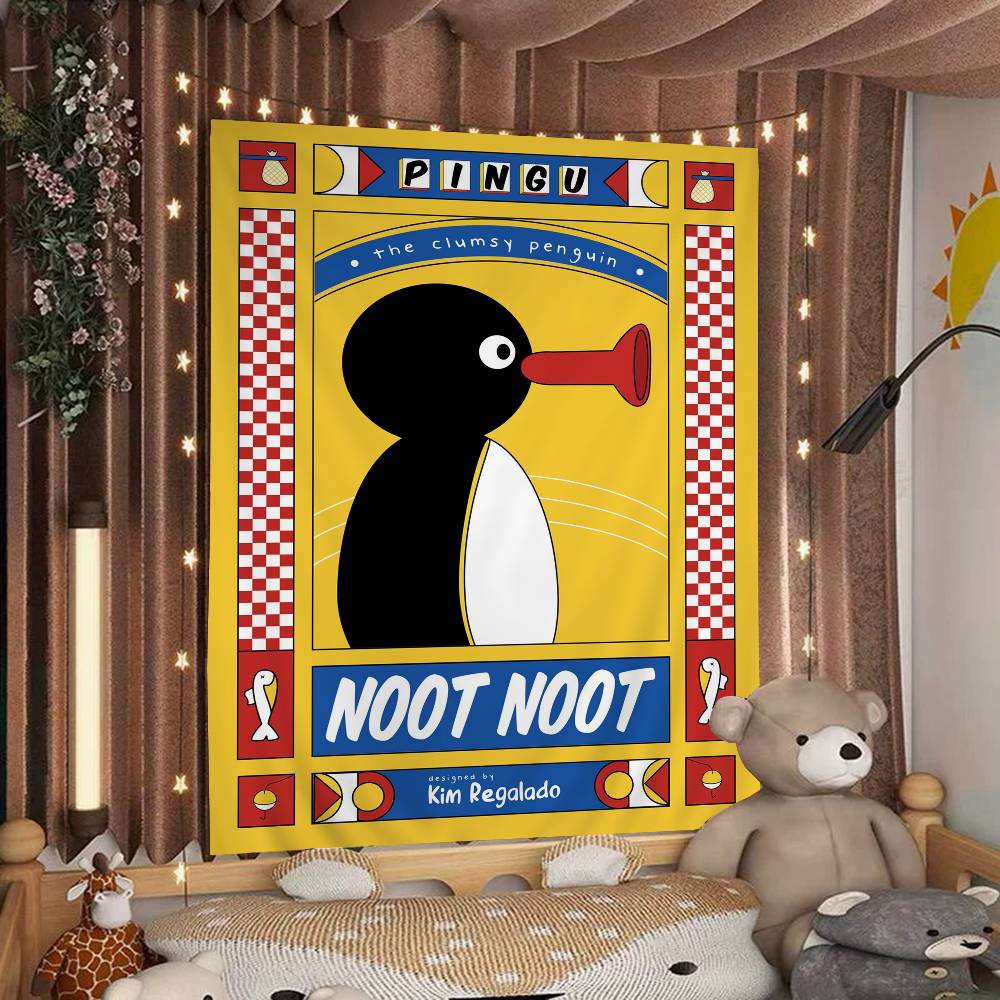 Cartoon Cute PPingu Penguin Colorful Tapestry Wall Hanging Bohemian Wall Tapestries Mandala Wall Hanging Sheets