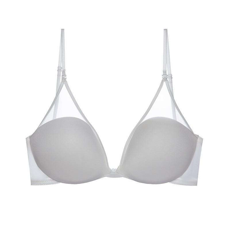 European and American French underwear sexy U-shaped mesh breathable beautiful back underwear women's triangle cup no steel ring gathering bra cover