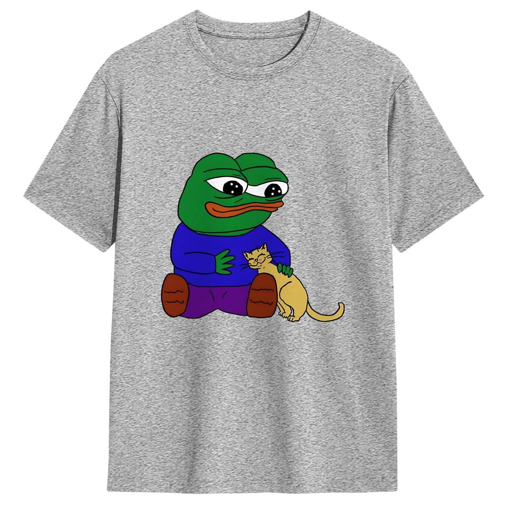 Unisex Tshirt Pepe The Frog Leisure Pure Cotton Tee Shirt Short Sleeve T Shirt Crew Neck Clothes Printed
