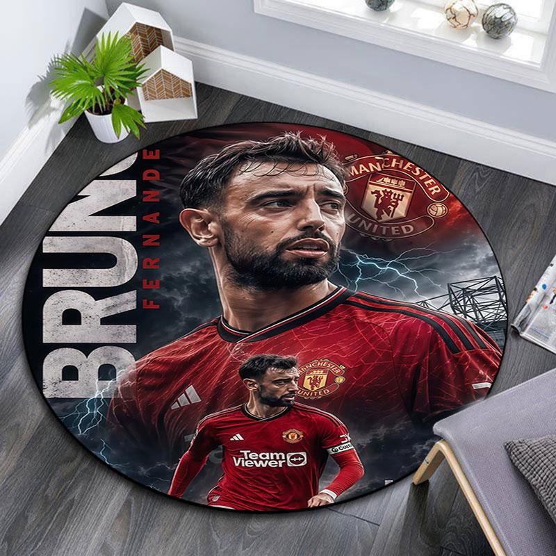 Bruno Fernandes pattern round rug,Carpet Rug for Living Room Bedroom Playroom ,Non-slip Floor Mat,Holiday Gifts and Birthday Gifts.