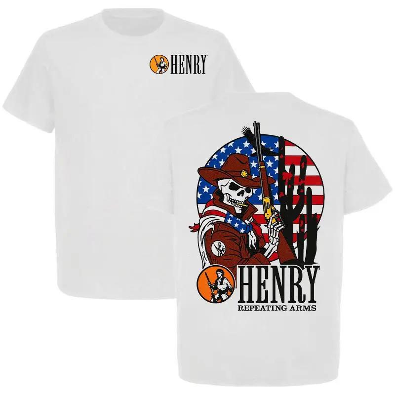 Henry Repeating Arms Cowboy Skeleton T-Shirt American Flag Graphic Tee