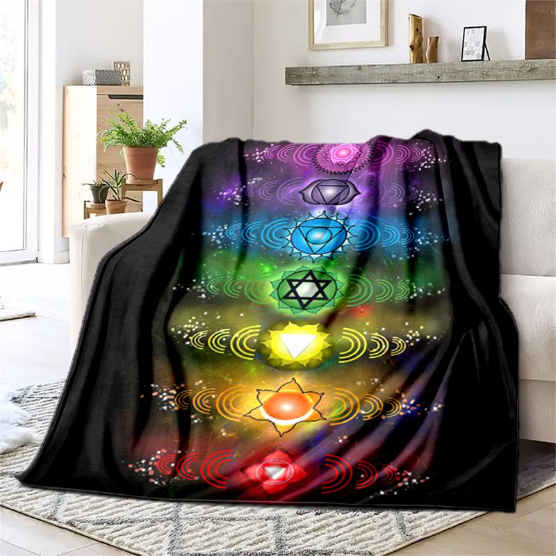 1PC Yoga Elements printed blanket, all season lightweight home office outdoor nap multifunctional blanket A12