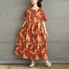 2025 Plus Size Summer Dress Women Casual Vintage Long Dress Floral Printing Loose Shirt Dress Maxi