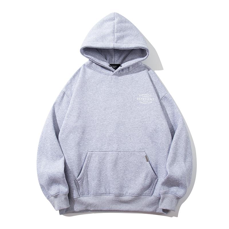 Unisex Vintage Curved Letter Print Hoodie Oversized Loose Pullover Hooded Sweatshirt Casual Streetwear Tops for Men Women