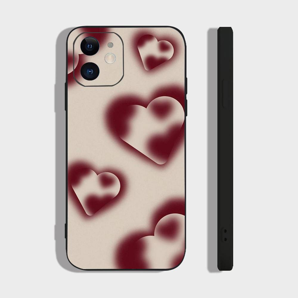 Чехол для телефона с рисунком «Любовь» на весь экран для IPhone 17 Air 16 15 14 13 Pro Max 11 12 Черный силиконовый чехол